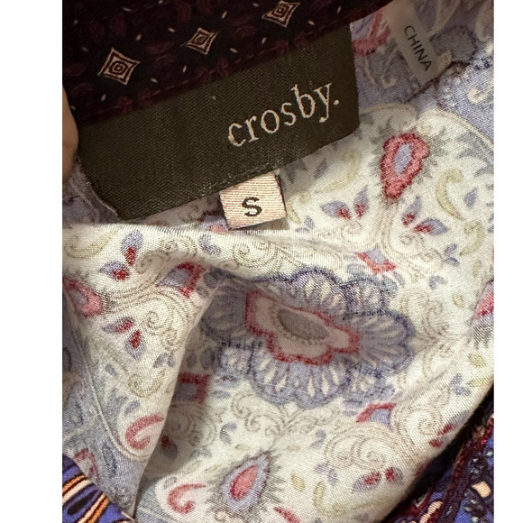Crosby red blue patchwork long sleeves hidden buttons shirt size Small - Picture 3 of 9